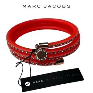 Marc by Marc Jacobs Pink Rhinestone 3-Row Plastic Bangle Bracelet NWT in Package